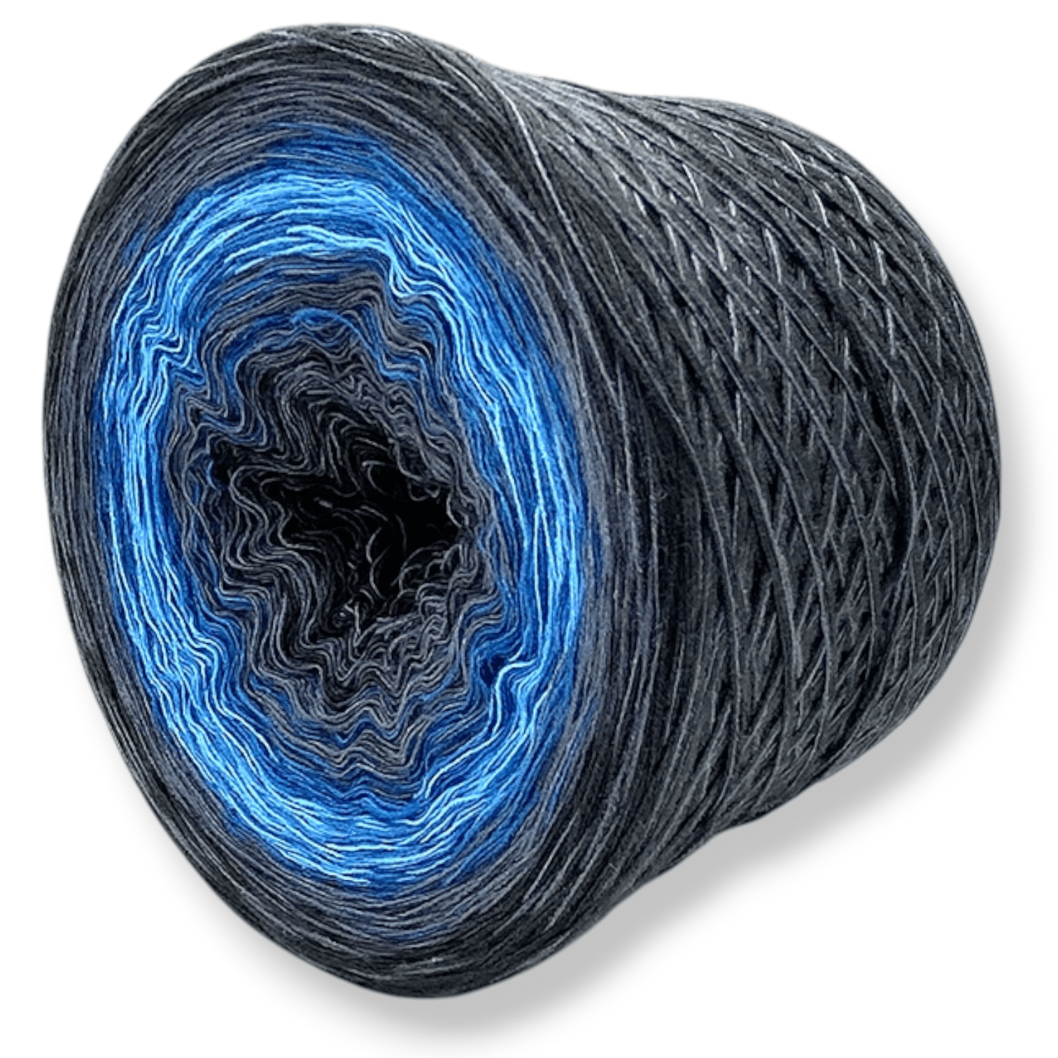 Farbvariante YO-YO BLUE überzeugt mit einem stimmungsvollen Modal Farbverlauf von kühlem Stahlgrau über intensives Azurblau bis zartes Eisblau, natürliche Fasern, handgefärbte Farbverlaufswolle Modal – Modal Farbverlaufsgarn zum Verlieben.