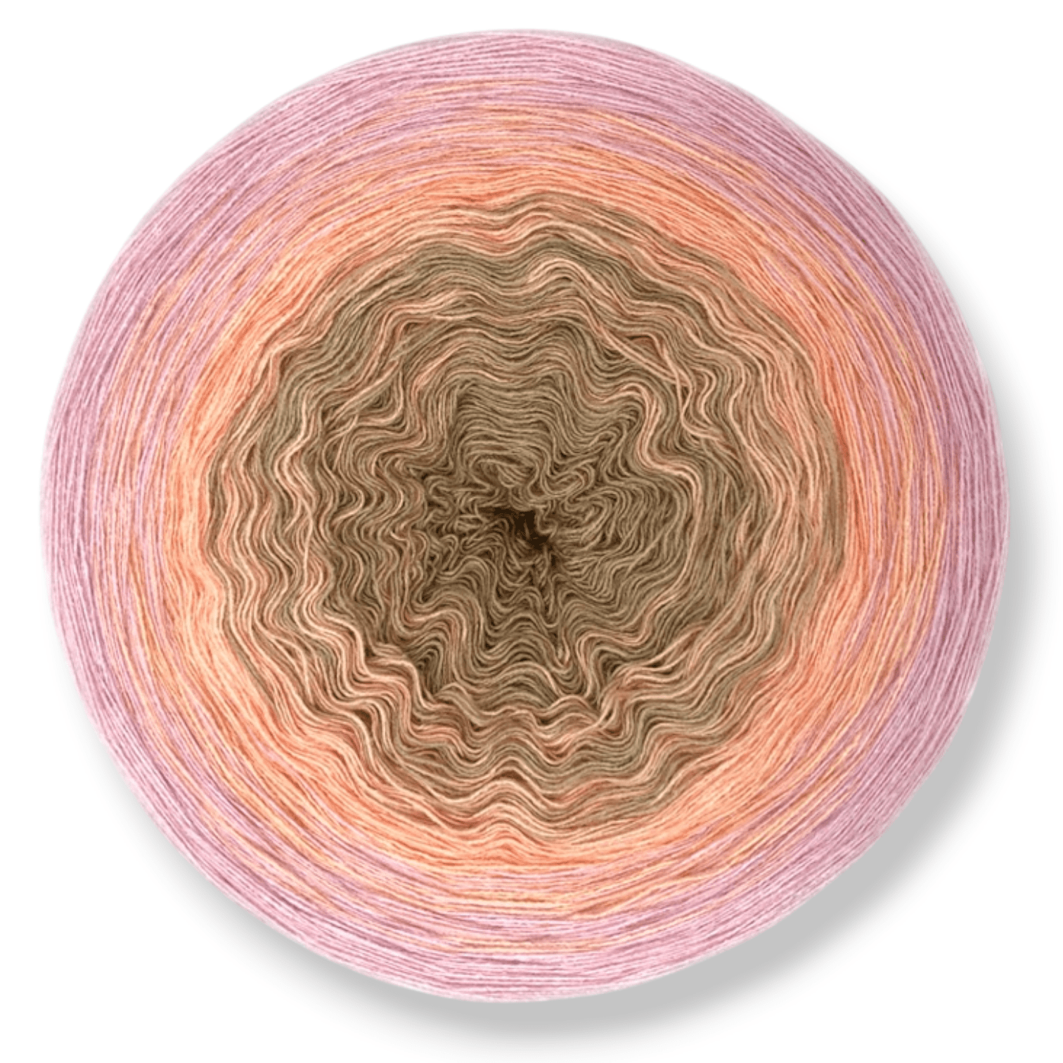 Farbvariante LILLY´S PFIRSICHTRAUM zeigt einen sanften Farbverlauf von zartem Beige über warmes Pfirsich bis zu hellem Rosé, handgefärbte Modal Farbverlaufswolle aus natürlichen Fasern – Modal Farbverlaufsgarn zum Verlieben.