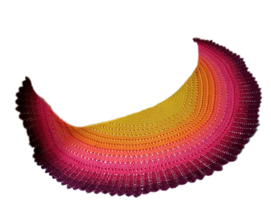 Farbvariante FLOWERPOWER mit lebendigem Farbenspiel von intensiver Gelb- und Orangetönen bis zu kräftigem Pink und dunklem Bordeaux, handgefärbte Farbverlaufswolle Modal aus natürlichen Fasern – Modal Farbverlaufsgarn zum Verlieben.