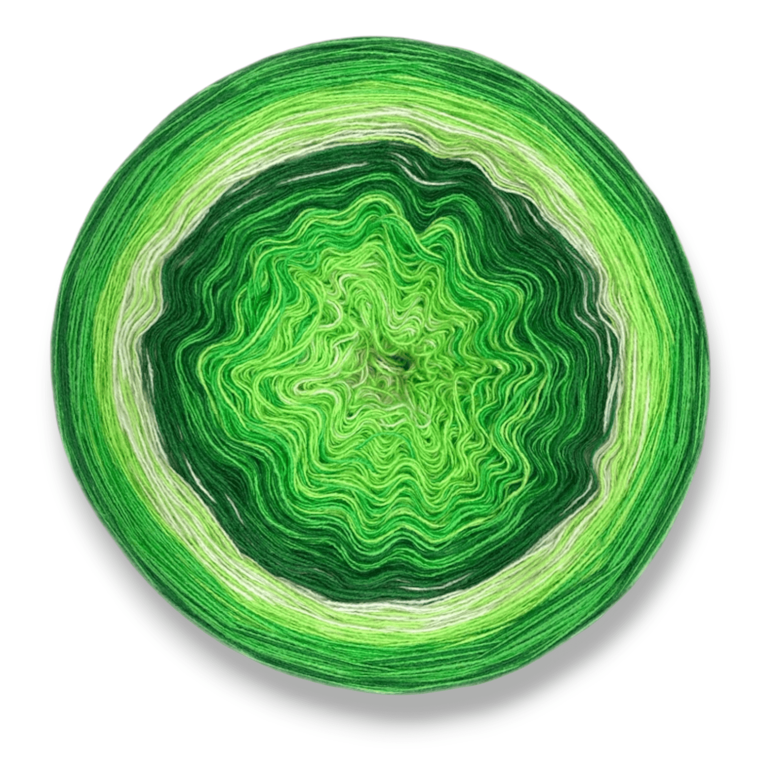 Farbvariante Lime mit lebendigem Verlauf von frischem Apfelgrün über helle Limettentöne bis zu zartem Weiß, handgefärbte Farbverlaufswolle Modal aus natürlichen Fasern – Modal Farbverlaufsgarn zum Verlieben.