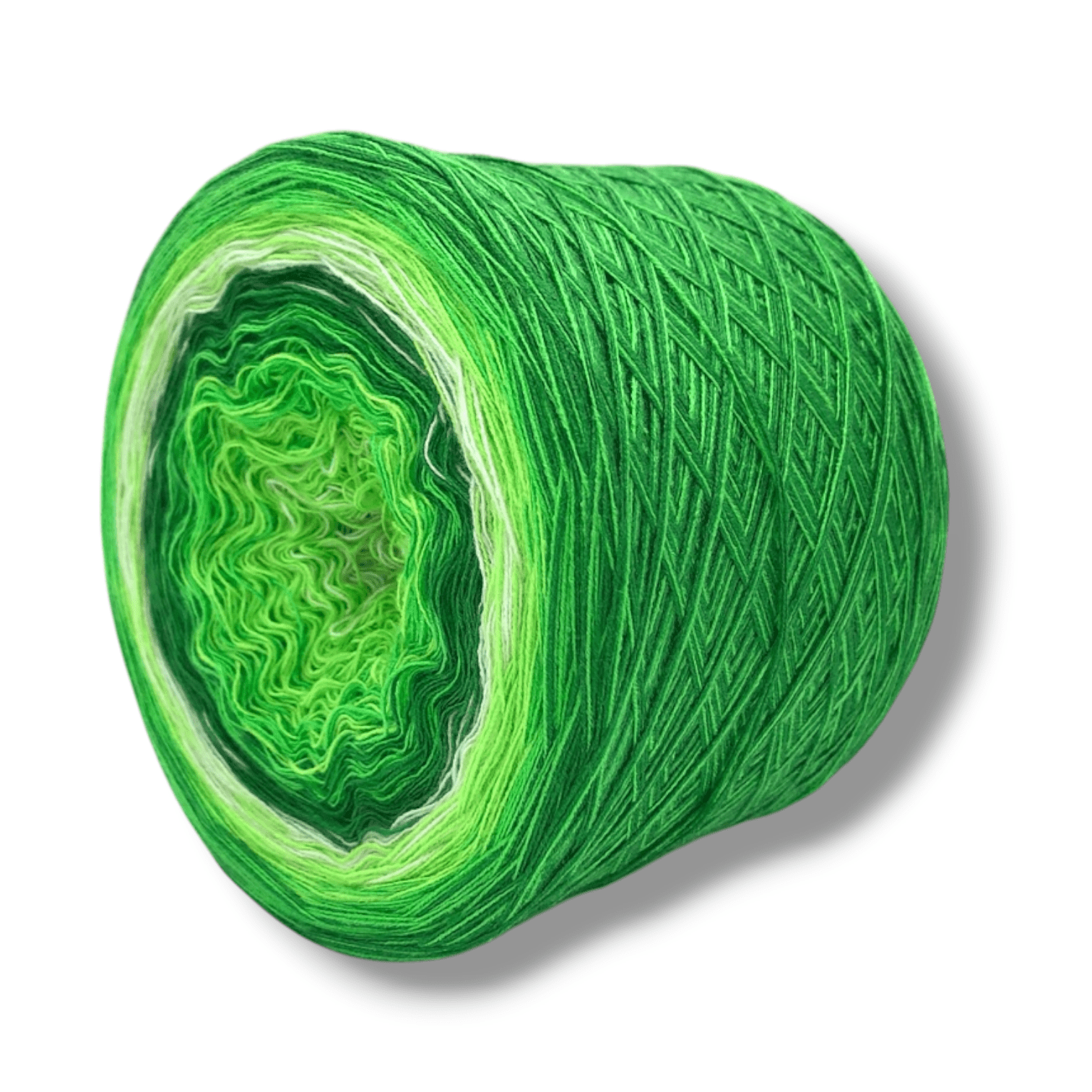 Farbvariante Lime mit sanftem Verlauf von frischem Apfelgrün über helles Limettengrün bis zu zartem Weiß, handgefärbte Farbverlaufswolle Modal aus natürlichen Fasern – Modal Farbverlaufsgarn zum Verlieben.