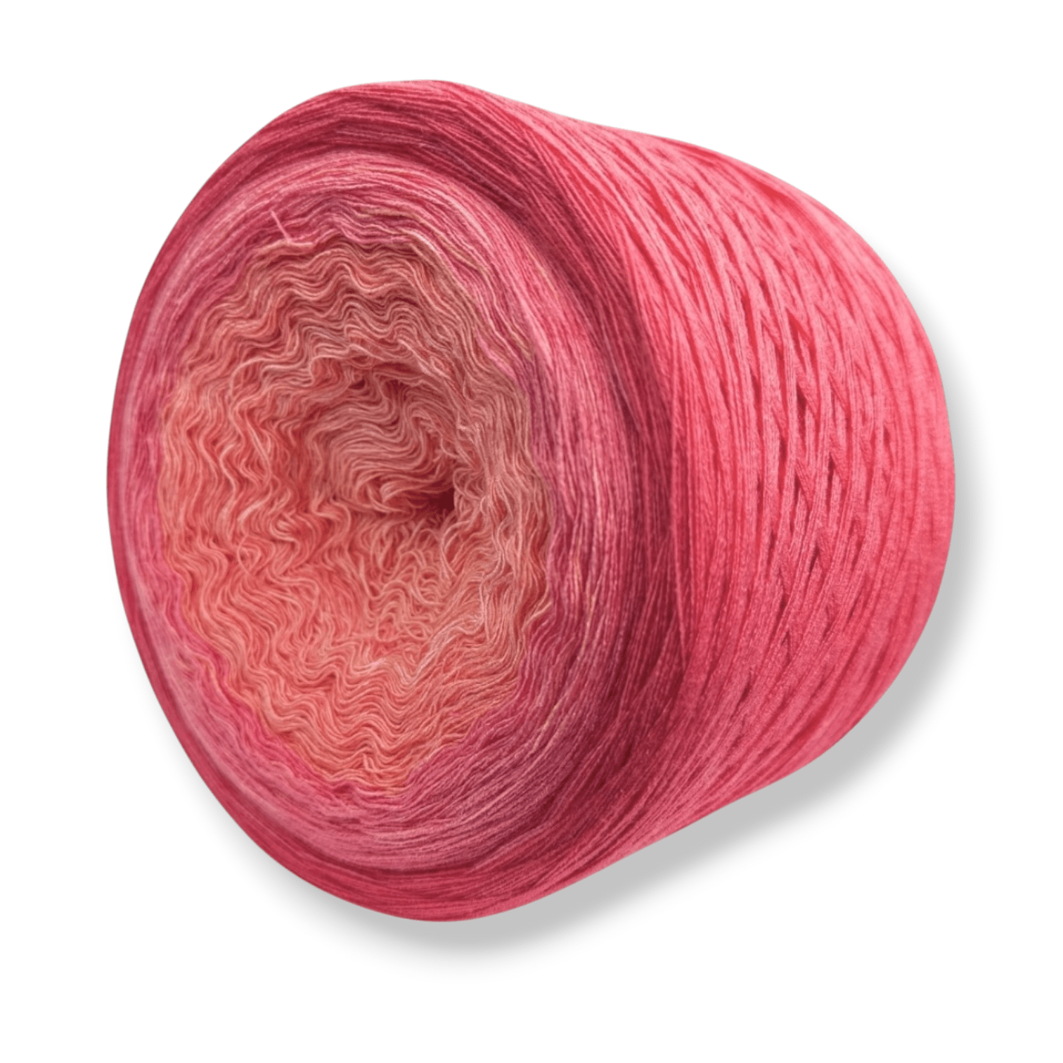 Farbvariante PEACH BLUSH zeigt ein handgefärbtes Modal Farbverlaufsgarn mit sanften Übergängen in warmen Rosa- und Pfirsichtönen, natürliche Fasern, weiche Farbverlaufswolle Modal, Modal Farbverlaufsgarn zum Verlieben.