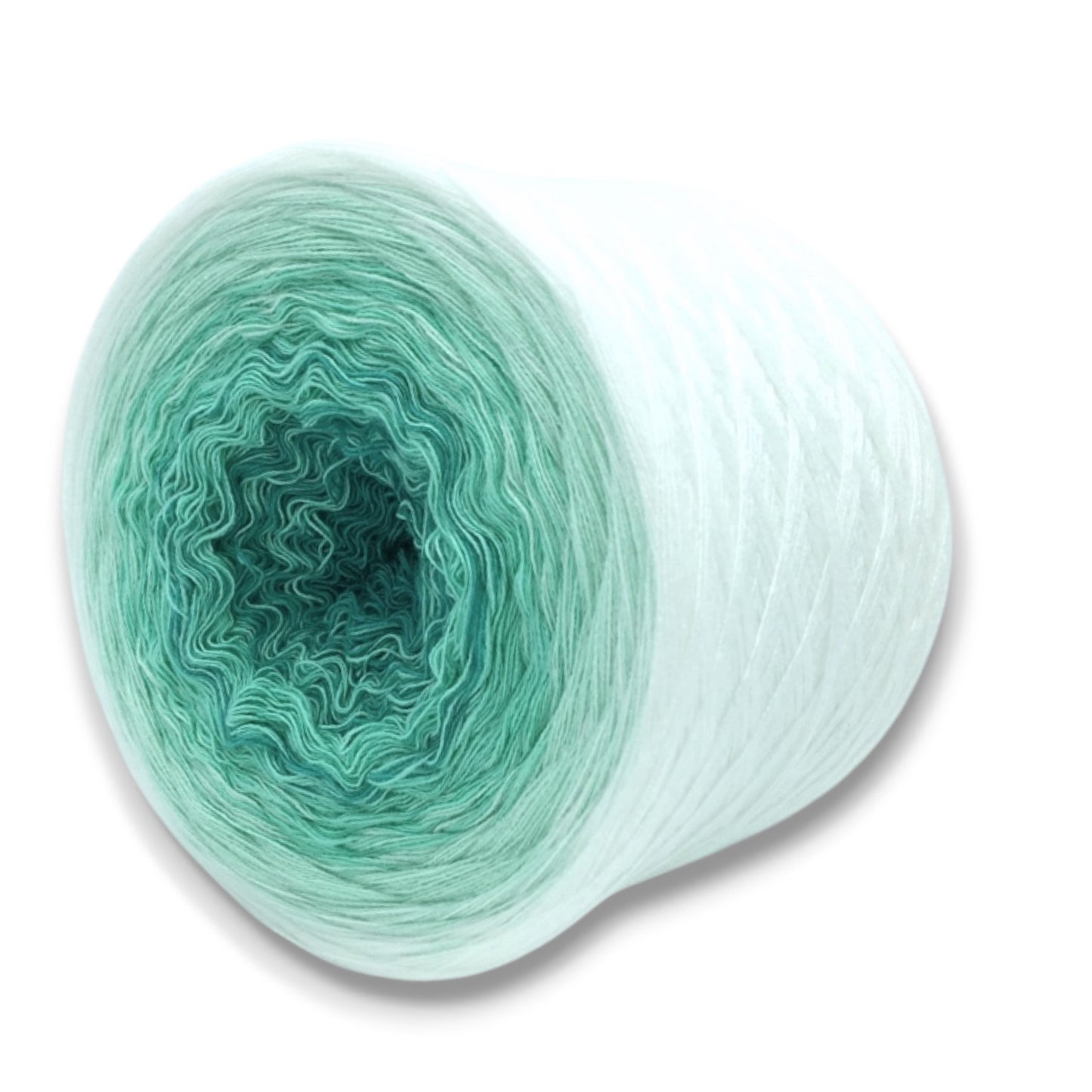 Farbvariante PEPPERMINT mit sanftem Übergang von kühlem Mintgrün zu hellem Weiß, handgefärbte Modal Farbverlaufswolle aus natürlichen Fasern – Modal Farbverlaufsgarn zum Verlieben.
