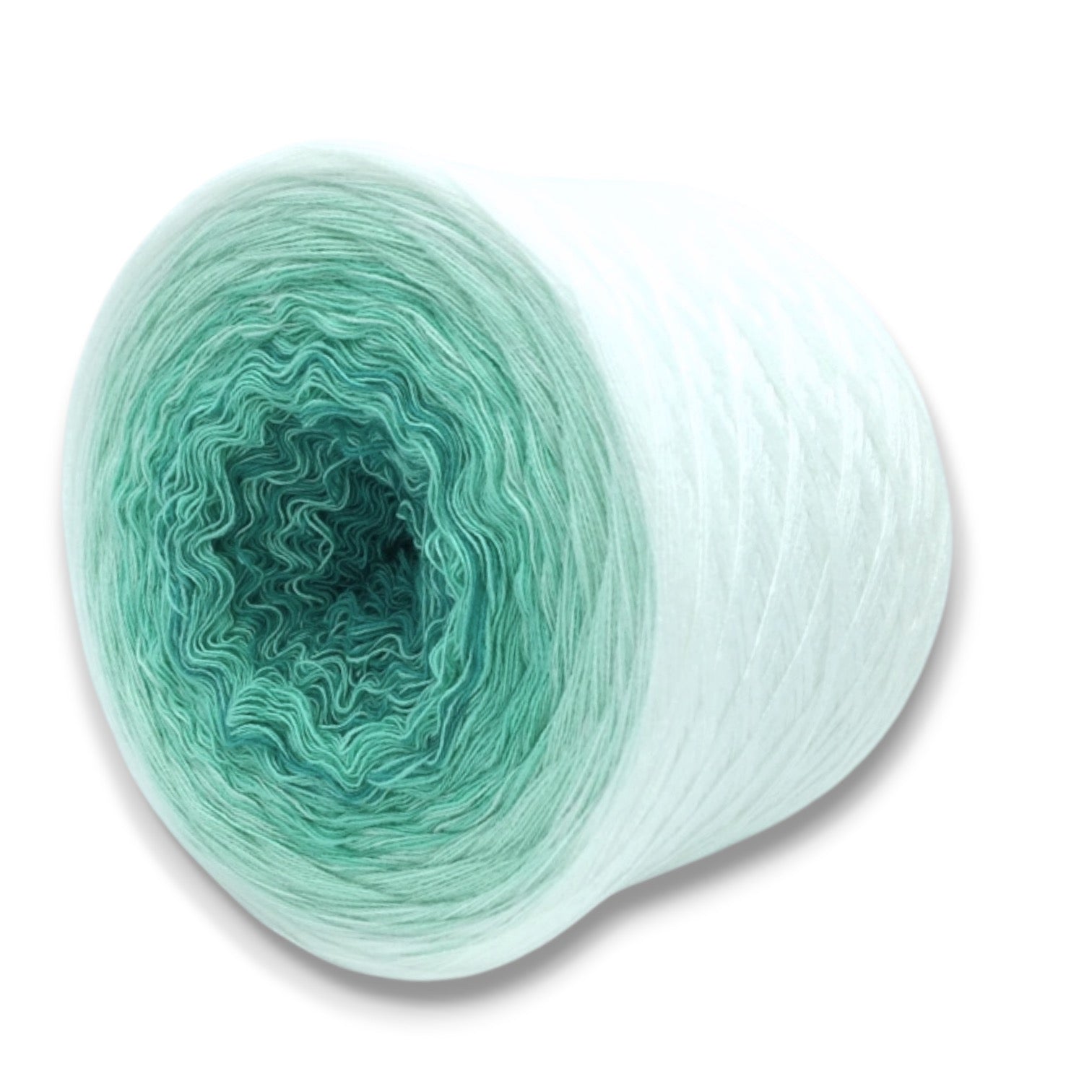 Farbvariante PEPPERMINT mit sanftem Übergang von kühlem Mintgrün zu hellem Weiß, handgefärbte Modal Farbverlaufswolle aus natürlichen Fasern – Modal Farbverlaufsgarn zum Verlieben.