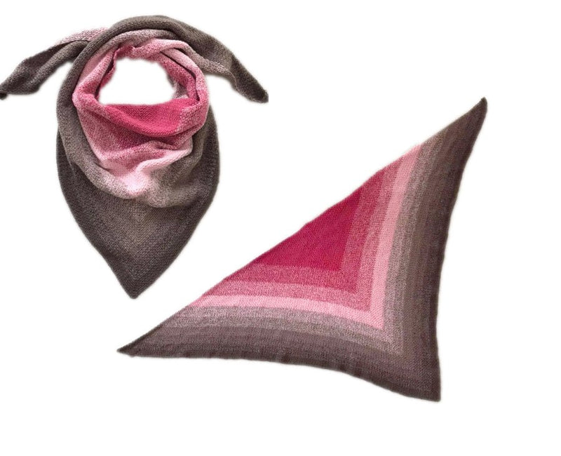 Farbvariante ROSENHOLZ mit weich fließendem Farbverlauf von sanftem Rosé zu tiefem Braun, aus natürlicher Farbverlaufswolle Modal gefertigt – Modal Farbverlaufsgarn zum Verlieben.