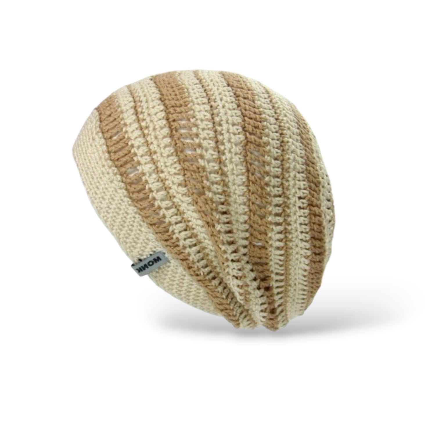 Summerbeanie No. 2 Häkelanleitung zeigt eine handgehäkelte Beanie in harmonischen Natur- und Brauntönen aus Modal Farbverlaufsgarn natürlichen Fasern – Modal Farbverlaufsgarn zum Verlieben.