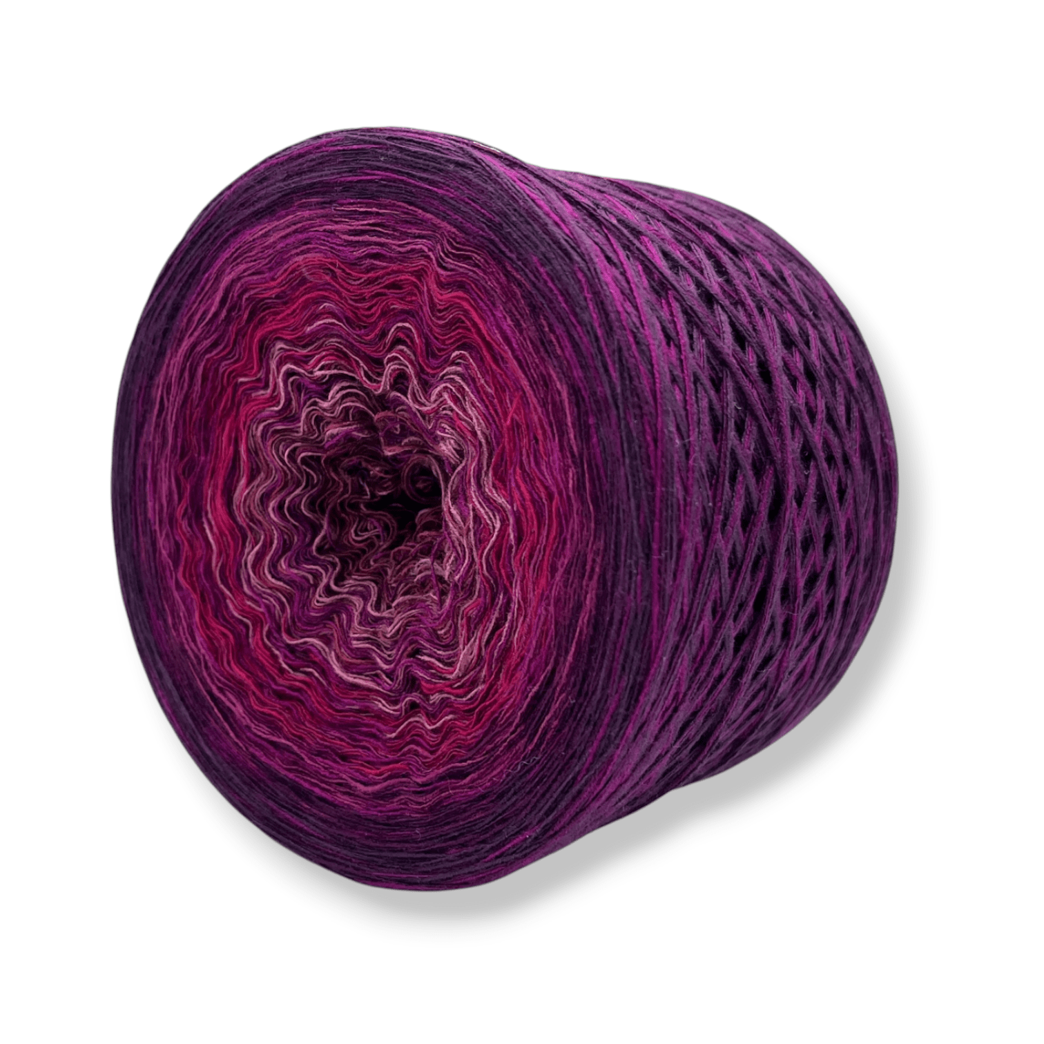 Farbvariante WEIHNACHTSMARMELADE mit einem intensiven Modal Farbverlauf von warmem Beerenton über leuchtendes Pink bis zu tiefem Violett, handgefärbte Farbverlaufswolle Modal aus natürlichen Fasern – Modal Farbverlaufsgarn zum Verlieben.